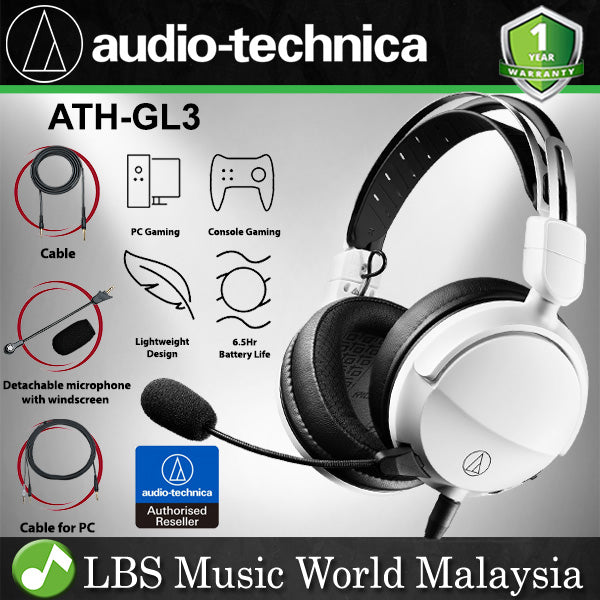 Audio Technica ATH-GL3 Closed Back Over Ear Gaming Headset Headphone with Microphone and Mic Windscreen (GL3)