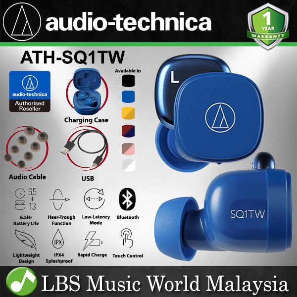 Audio Technica ATH-SQ1TW Truly Wireless Dynamic Earbuds In Ear Earphone Headphones (SQ1TW SQ1 TW)