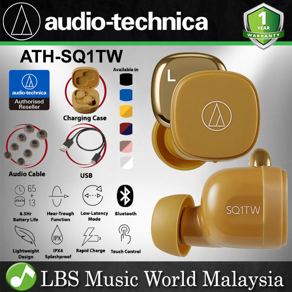 Audio Technica ATH-SQ1TW Truly Wireless Dynamic Earbuds In Ear Earphone Headphones (SQ1TW SQ1 TW)