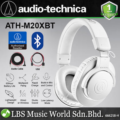 Audio Technica ATH-M20xBT Closed Back Dynamic Wireless Over Ear Monitor Headphones (M20xBT M20x BT)