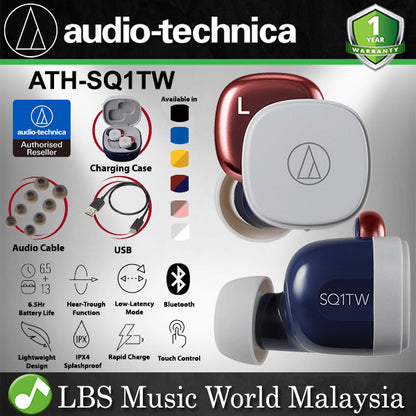 Audio Technica ATH-SQ1TW Truly Wireless Dynamic Earbuds In Ear Earphone Headphones (SQ1TW SQ1 TW)