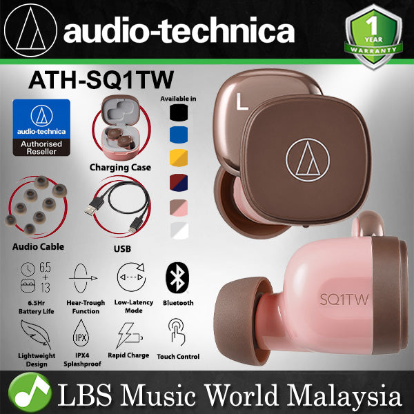 Audio Technica ATH-SQ1TW Truly Wireless Dynamic Earbuds In Ear Earphone Headphones (SQ1TW SQ1 TW)
