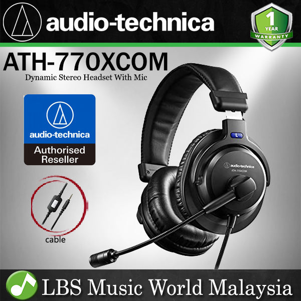 Audio Technica ATH-770XCOM Headphone Closed Back Dynamic Stereo Headset With Microphone (ATH770XCOM ATH770X)