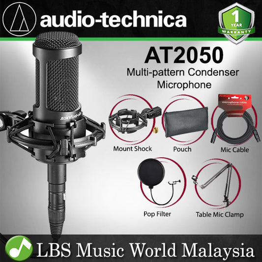 Audio Technica AT2050 Condenser Microphone with Multi Pattern Studio Mic (AT-2050 AT 2050)