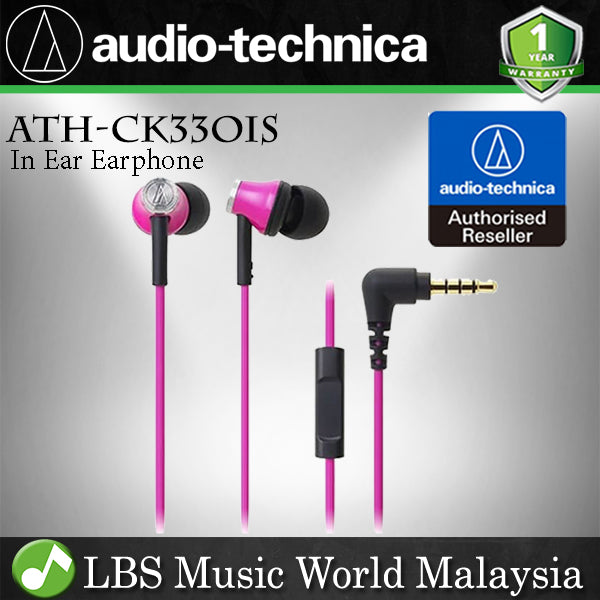 Audio Technica ATH CK330iS In Ear Inner Ear Headphone Earphone Pink (ATHCK330iS)