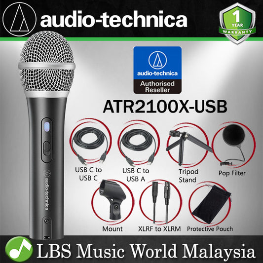 Audio Technica ATR2100x-USB USB XLR Mic Cardioid Dynamic Microphone For Recording Intermediate (ATR2100x ATR2100)