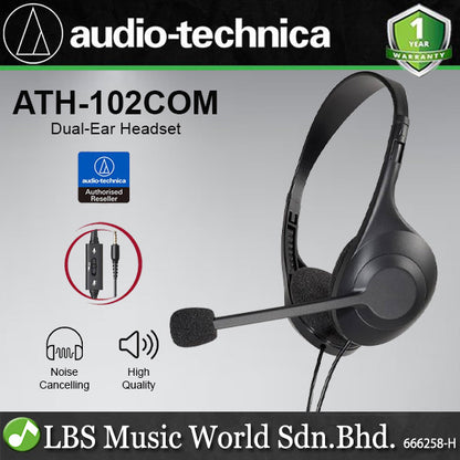 Audio Technica ATH-102COM Dual Earpiece Lightweight Anti-Microbial Headset (ATH102COM ATH 102COM)
