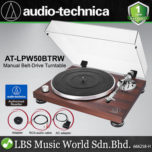 Audio Technica AT-LPW50BTRW Manual Belt Drive Turntable with Bluetooth (LPW50BTRW LPW50BT)