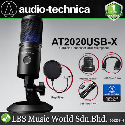 Audio Technica AT2020USB-X Cardioid Condenser USB Microphone with AT8702 Mic Stand (AT2020USB X)