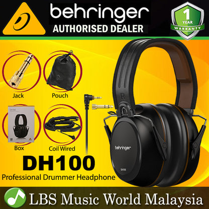 Behringer DH100 Closed Back Wired Drummer Headphone for Digital Drum (DH-100 DH 100)