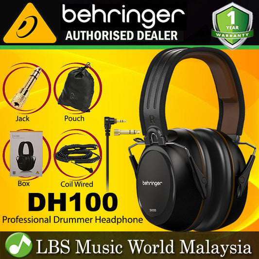 Behringer DH100 Closed Back Wired Drummer Headphone for Digital Drum (DH-100 DH 100)