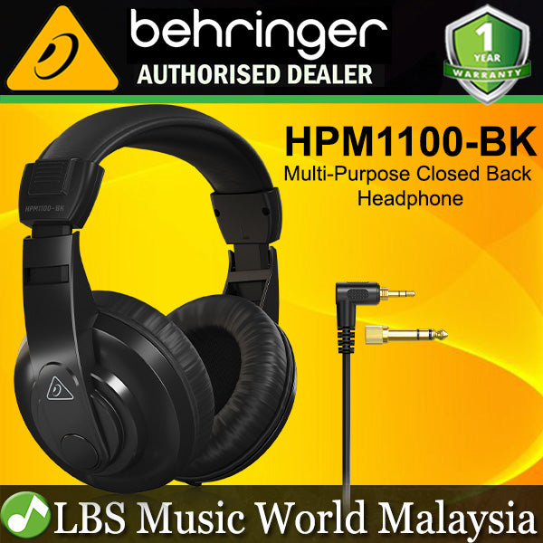 Behringer HPM1100-BK Closed Back Multi Purpose Stereo Monitoring Headphones - Black (HPM1100BK HPM1100 BK)