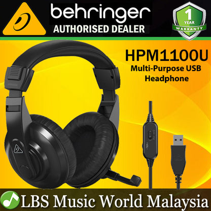 Behringer HPM1100U Multi Purpose USB Headphone With Volume Control Headset (HPM1100 U HPM 1100U)