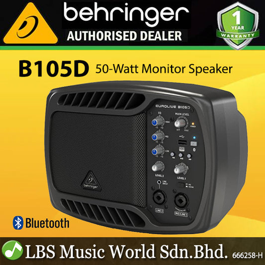 Behringer B105D 50 Watt Ultra Compact Monitor Speaker with MP3 Player and Bluetooth Audio Streaming