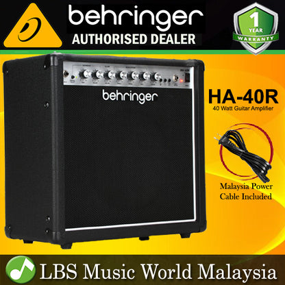 Behringer HA-40R 40 Watt Combo Amp Guitar Amplifier Speaker with VTC Tube Modeling, Reverb and 10" Bugera Speaker (HA40R HA 40R)