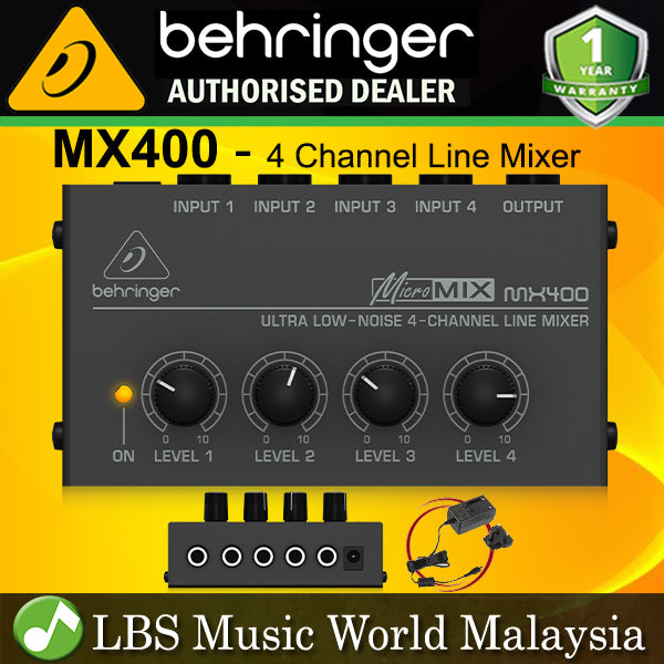 Behringer MX400 4 Channel Micromix Ultra Low Noise Line Mixer with 4 TS Input and 1 TS Output (MX 400)