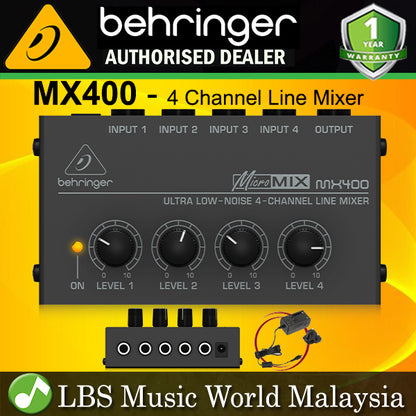 Behringer MX400 4 Channel Micromix Ultra Low Noise Line Mixer with 4 TS Input and 1 TS Output (MX 400)