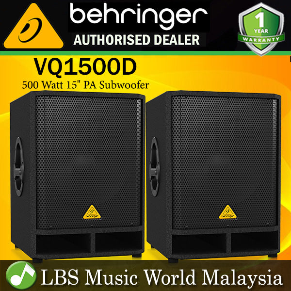 Behringer VQ1500D Professional Active 500 Watt 15" PA Subwoofer Pair (VQ 1500D VQ-1500D)