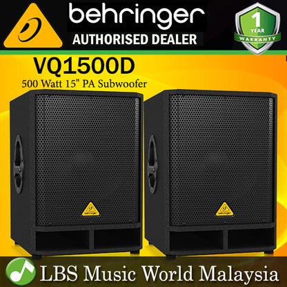 Behringer VQ1500D Professional Active 500 Watt 15" PA Subwoofer Pair (VQ 1500D VQ-1500D)