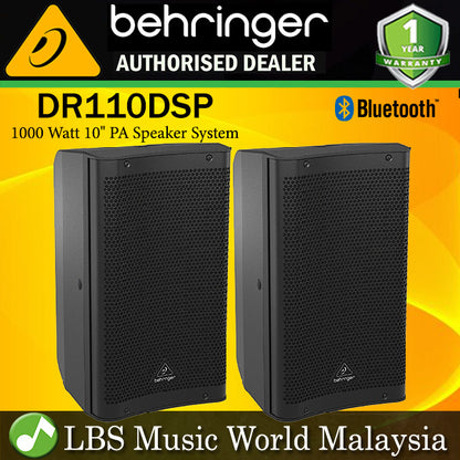 Behringer DR110DSP Active 1000 Watt 10" PA Speaker System with DSP and 2 Channel Mixer Bluetooth Pair (DR 110DSP DR-110DSP)