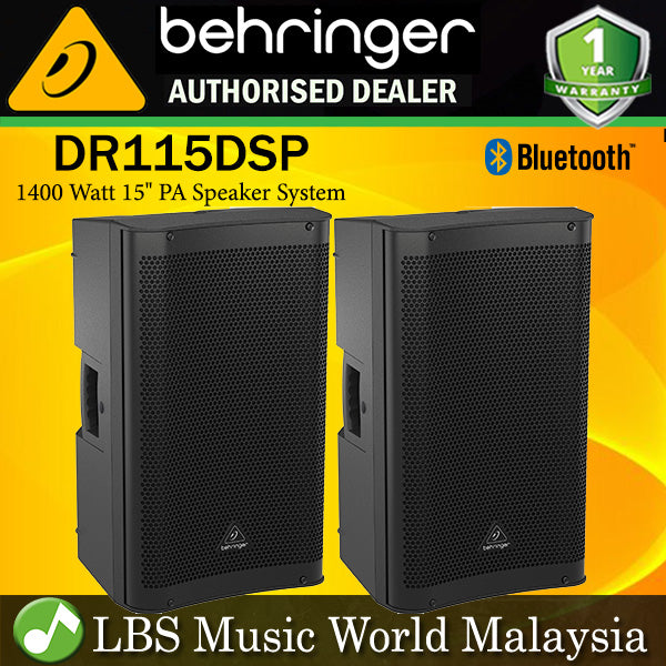 Behringer DR115DSP Active 1400 Watt 15" PA Speaker System with DSP and 2 Channel Mixer Bluetooth Pair (DR 115DSP DR-115DSP)