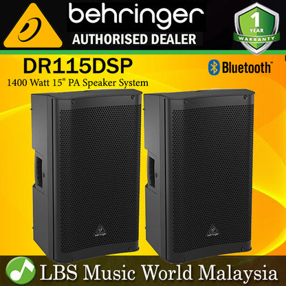 Behringer DR115DSP Active 1400 Watt 15" PA Speaker System with DSP and 2 Channel Mixer Bluetooth Pair (DR 115DSP DR-115DSP)