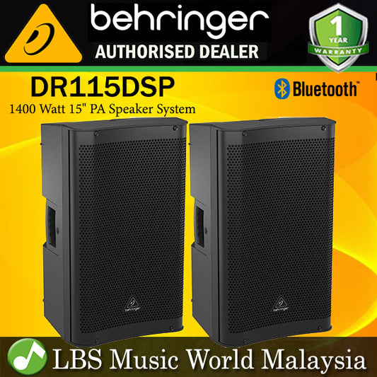 Behringer DR115DSP Active 1400 Watt 15" PA Speaker System with DSP and 2 Channel Mixer Bluetooth Pair (DR 115DSP DR-115DSP)