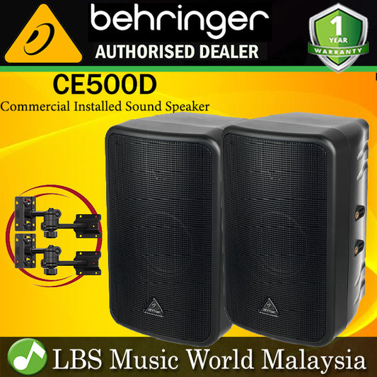 Behringer CE500D Active 100 Watt Commercial Installed Sound Speaker with Wall Mount Pair (CE 500D)