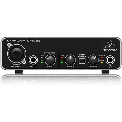 Behringer UMC22 Audiophile 2x2 USB Audio Interface with Midas Mic Preamplifier (UMC 22)