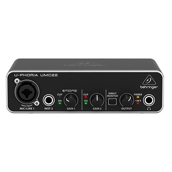 Behringer UMC22 Audiophile 2x2 USB Audio Interface with Midas Mic Preamplifier (UMC 22)