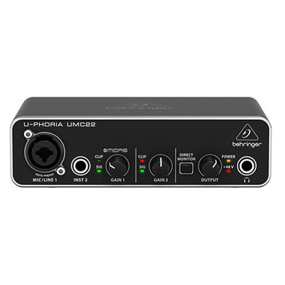 Behringer UMC22 Audiophile 2x2 USB Audio Interface with Midas Mic Preamplifier (UMC 22)