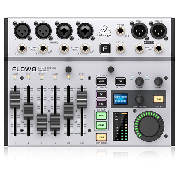 Behringer FLOW 8 Channel Digital Mixer and 10 X 2 USB Audio Interface with Bluetooth and Remote Control App