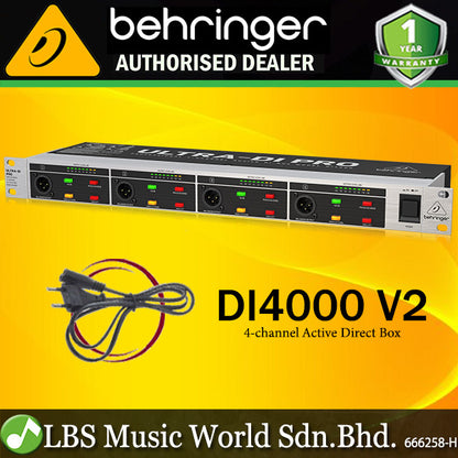 Behringer DI4000 V2 4 Channel Active Direct Box Powered DI Box with Switch (Version 2)