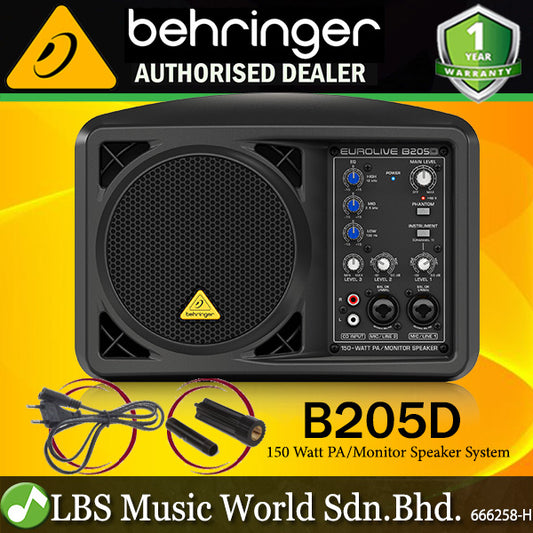 Behringer Eurolive B205D 150W 5.25 inch Powered Monitor Speaker with 3 Channel Mixer