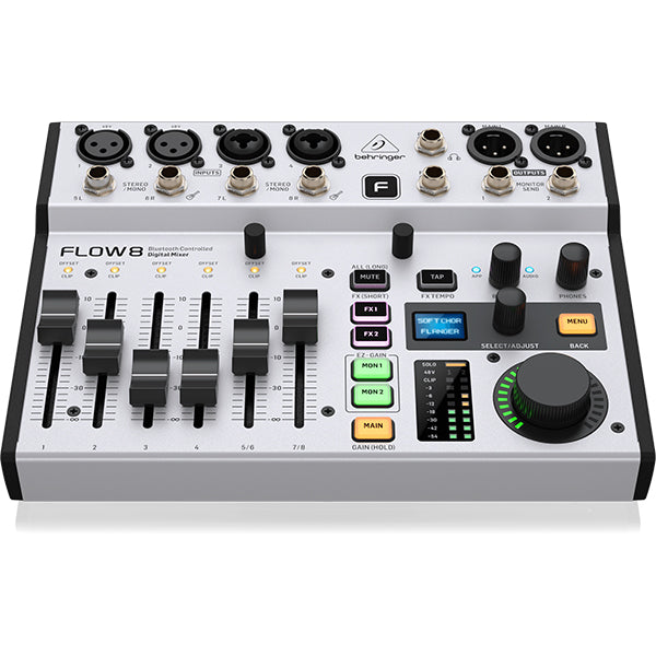Behringer FLOW 8 Channel Digital Mixer and 10 X 2 USB Audio Interface with Bluetooth and Remote Control App