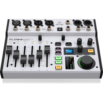 Behringer FLOW 8 Channel Digital Mixer and 10 X 2 USB Audio Interface with Bluetooth and Remote Control App