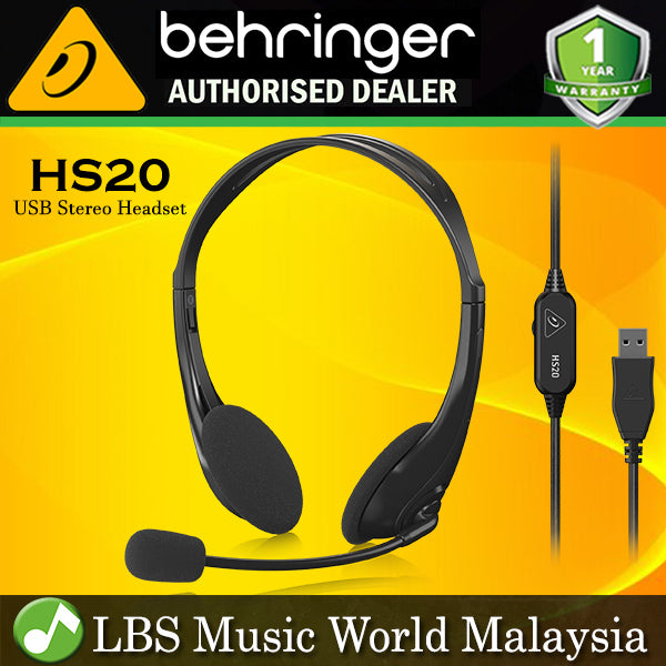 Behringer HS20 USB Stereo Headset with Swivel Microphone Headphone with Mic