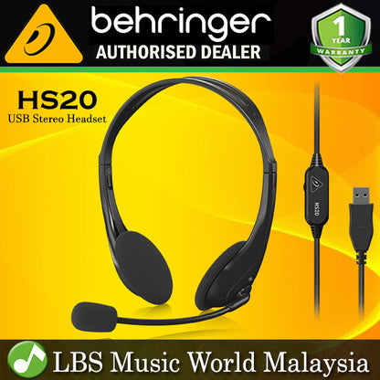 Behringer HS20 USB Stereo Headset with Swivel Microphone Headphone with Mic