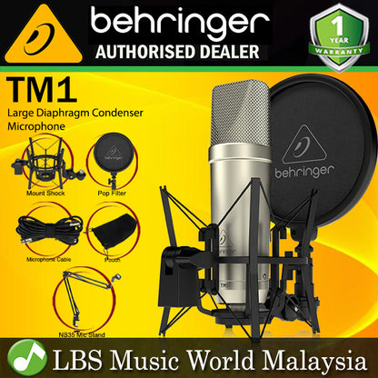Behringer TM1 Complete Microphone Recording Package with Large diaphragm Condenser Mic, Mount Shock and Pop Filter (TM-1)