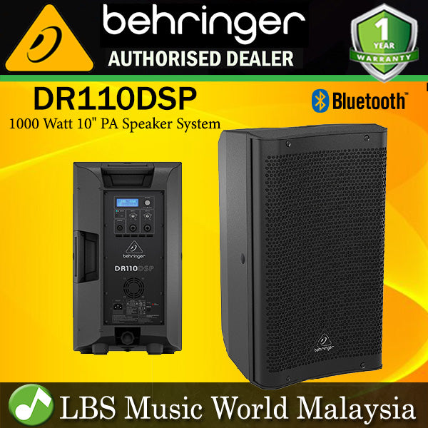 Behringer DR110DSP Active 1000 Watt 10" PA Speaker System with DSP and 2 Channel Mixer Bluetooth Each (DR 110DSP DR-110DSP)