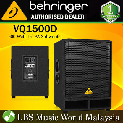 Behringer VQ1500D Professional Active 500 Watt 15" PA Subwoofer (VQ 1500D VQ-1500D)
