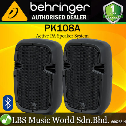 Behringer PK108A 250 Watt Active 8 Inch PA Speaker System with Bluetooth (PK 108A PK-108A)