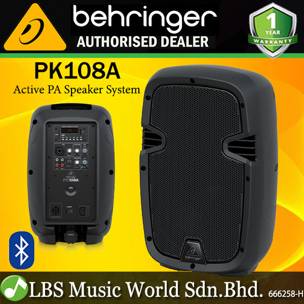 Behringer PK108A 250 Watt Active 8 Inch PA Speaker System with Bluetooth (PK 108A PK-108A)