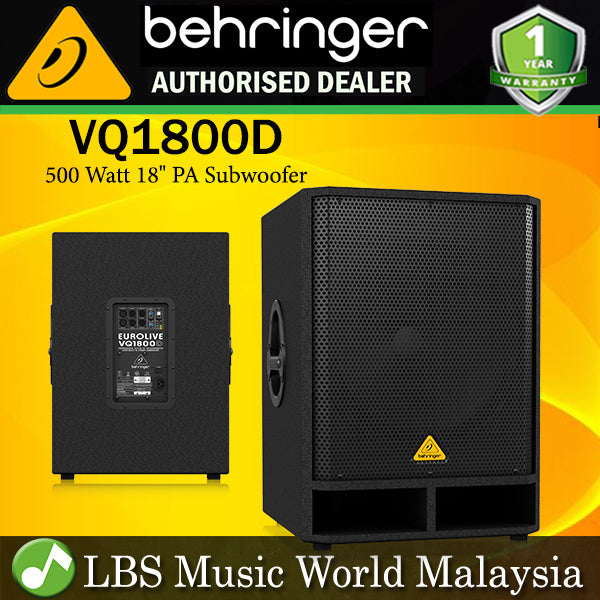 Behringer VQ1800D Professional Active 500 Watt 18" PA Subwoofer (VQ 1800D VQ-1800D)