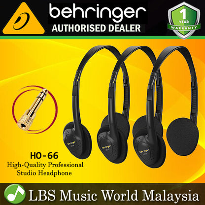 Behringer HO-66 3 Multipack Wide Frequency Stereo Headphones Black (HO66 HO 66)