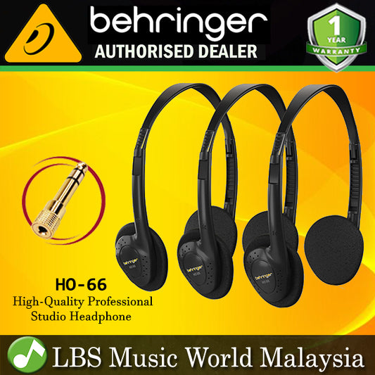 Behringer HO-66 3 Multipack Wide Frequency Stereo Headphones Black (HO66 HO 66)