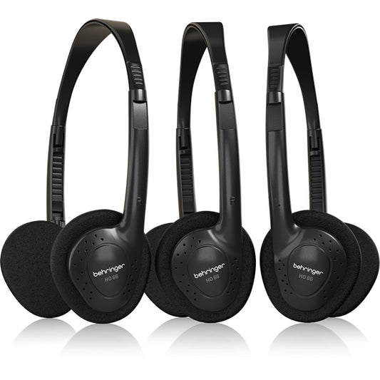 Behringer HO-66 3 Multipack Wide Frequency Stereo Headphones Black (HO66 HO 66)