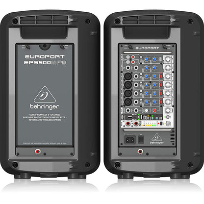 Behringer Europort EPS-500MP3 Ultra Compact 500W 8 Channel Portable PA System with Wireless Option (EPS500MP3 EPS-500 EPS 500MP3)