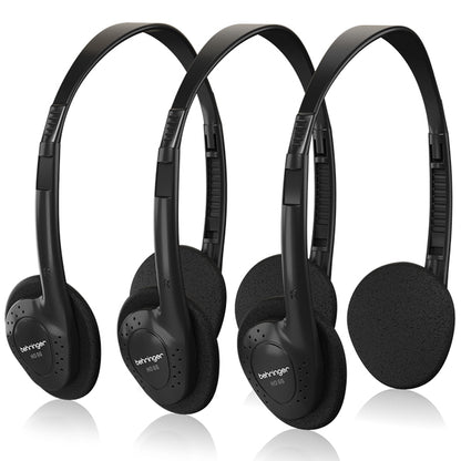 Behringer HO-66 3 Multipack Wide Frequency Stereo Headphones Black (HO66 HO 66)
