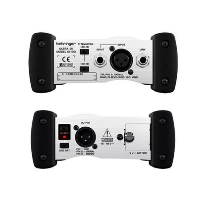 Behringer Ultra-DI DI-100 Professional Battery Phantom Powered DI Microphone Mic Direct Box with Switchable Input Attenuation (DI100 DI 100)
